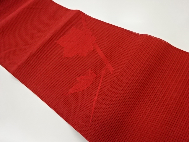 JAPANESE KIMONO / VINTAGE NAGOYA OBI FOR SUMMER / TSUZURE / WOVEN LEAVES